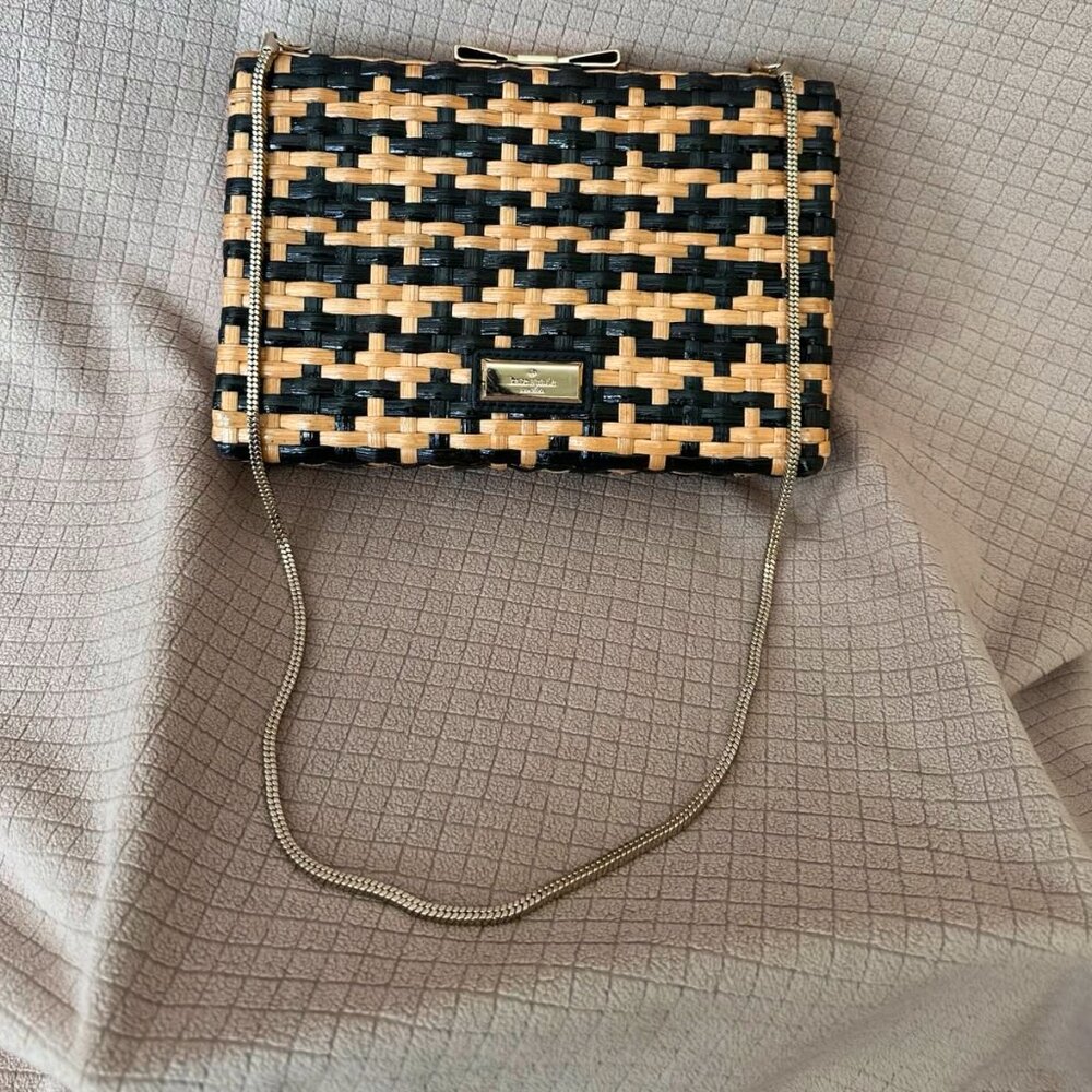 Kate Spade Straw Emanuelle Bicolor Convertible Clutch